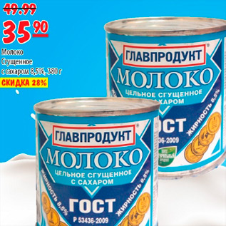 Акция - МОЛОКО СГУЩЕННОЕ ГЛАВПРОДУКТ