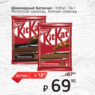 Акция - Шоколадный батончик KitKat Молочный шоколад Темный шоколад