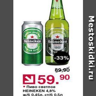 Акция - Пиво светлое HEINEKEN