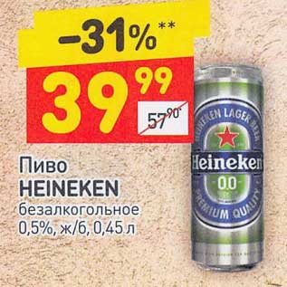 Акция - Пиво Heineken безалкогольное 0,5%