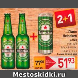 Акция - Пиво Heineken