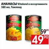 Магазин:Наш гипермаркет,Скидка:Ананасы Vitaland в ассортименте
580 мл, Таиланд