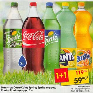 Акция - Напиток Coca-Cola / Sprite / Sprite огурец /Fanta /Fanta цитрус