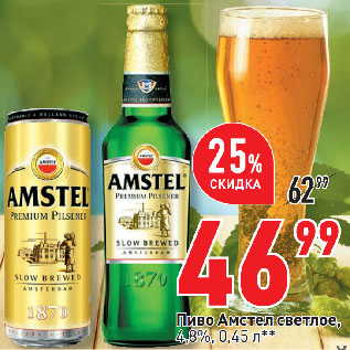 Акция - Пиво Амстел светлое, 4,8%