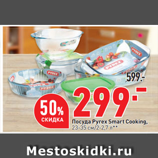Акция - Посуда Pyrex Smart Cooking, 23-35 см/2-2,7 л