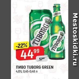 Акция - Пиво TUBORG GREEN