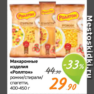 Акция - Макаронные изделия "Роллтон"