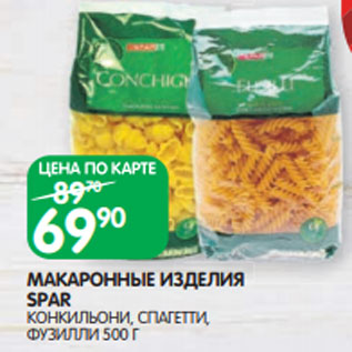 Акция - МАКАРОННЫЕ ИЗДЕЛИЯ SPAR КОНКИЛЬОНИ, СПАГЕТТИ, ФУЗИЛЛИ 500 Г