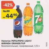 Магазин:Карусель,Скидка:Напиток PEPSI/PEPSI LIGHT/ MIRINDA ORANGE/7UP