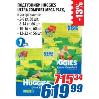 Акция - Подгузники Huggies Ultra Comfort Mega Pack