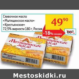 Акция - Масло сливочное 72,5% Мытищинское масло