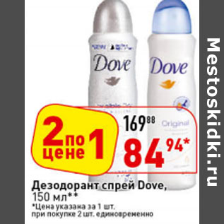 Акция - Дезодорант спрей Dove