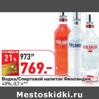 Акция - Водка/Спиртовой напиток Финляндия, 40%,