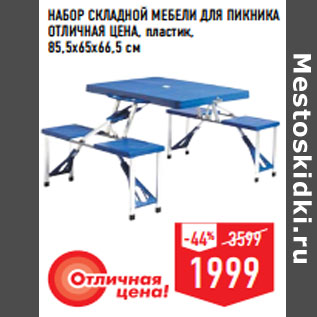 Акция - НАБОР складной МЕБЕЛИ ДЛЯ ПИКНИКА ОТЛИЧНАЯ ЦЕНА, пластик, 85,5х65х66,5 см