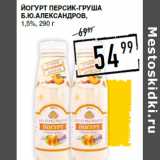 Магазин:Лента супермаркет,Скидка:Йогурт персик-груша
Б.Ю.АЛЕКСАНДРОВ ,
1,5%,