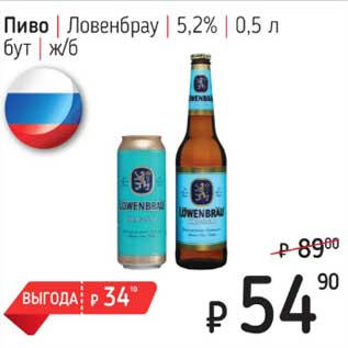 Акция - Пиво Ловенбрау 5,2% бут; ж/б