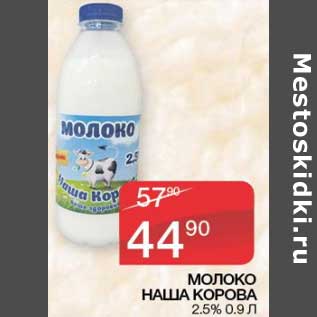 Акция - Молоко Наша корова 2,5%