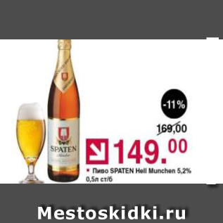 Акция - Пиво SPATEN HELL 5.2%