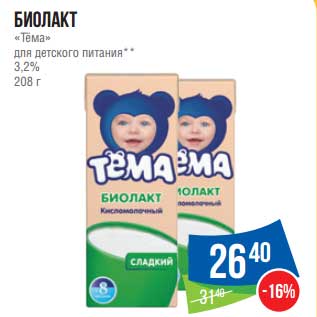 Акция - Биолакт "Тема " 3,2%