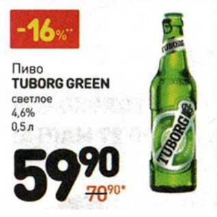 Акция - Пиво Tuborg Green светлое 4,6%