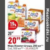 Магазин:Окей супермаркет,Скидка:Морс /Компот Агуша 200 мл - 20,99 руб / Сок 500 мл - 36,49 руб