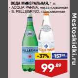 Магазин:Лента,Скидка:Вода минеральная Acqua Panna негаз/ S.Pellefrino газ