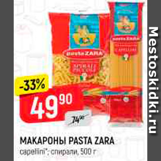 Акция - Макароны Pasta Zara