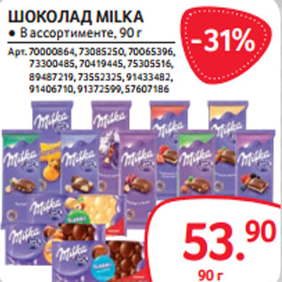 Акция - ШОКОЛАД MILKA