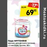 Магазин:Карусель,Скидка:Пюре ФРУТОНЯНЯ
мясное, для детского питания,
с 6 месяцев, кролик, 80 г