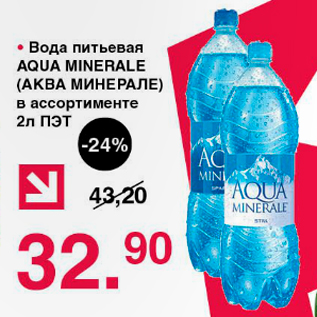 Акция - Вода питьевая AQUA MINERALE (АКВА МИНЕРАЛЕ) в ассортименте ПЭТ