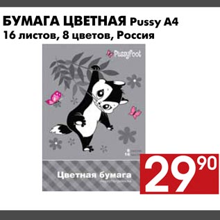 Акция - Бумага цветная Pussy A4