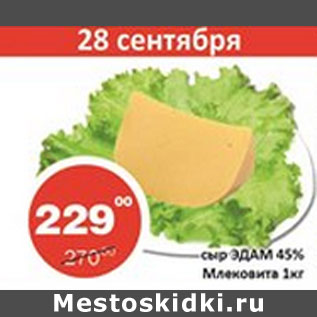 Акция - Сыр Эдам 45% Млековита