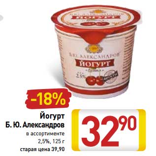 Акция - Йогурт Б.Ю. Александров 2,5%