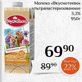 Акция - Молоко «Вкуснотеево»