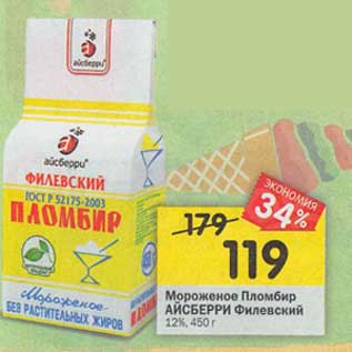 Акция - Мороженое Пломбир Айсберри Филевский 12%