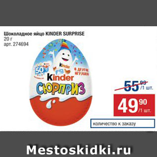 Акция - Яйцо Kinder Сюрприз