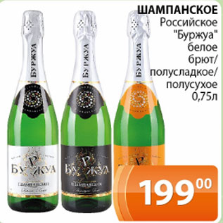 Акция - Шампанское Российское Буржуа белое брют/полусладкое/полусухое