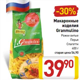 Акция - Макаронные изделия Granmulino