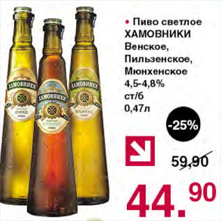 Акция - Пиво светлое Хамовники венское, пильзенское, мюнхенское