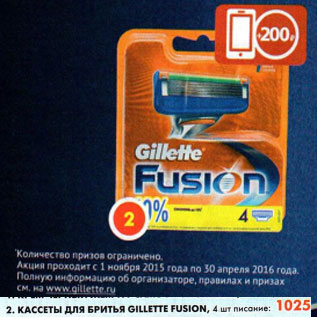 Акция - Кассеты для бритья, Gillette Fussion