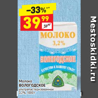 Акция - Молоко Вологодское 3,2%