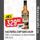 Магазин:Верный,Скидка:НАСТОЙКА CAPTAIN’S RUM
Gold, полусладкая, со вкусом рома,
40%