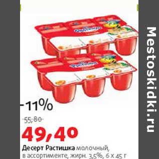 Акция - Десерт растишка молочный 3,5%