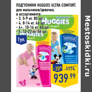 Акция - Подгузники HUGGIES Ultra Comfort