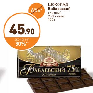 Акция - ШОКОЛАД Бабаевский элитный 75% какао