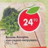 Магазин:Пятёрочка,Скидка:Зелень ассорти лук-укроп-петрушка 1 уп