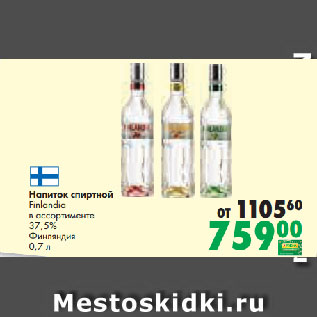 Акция - Напиток спиртной Finlandia в ассортименте 37,5% Финляндия