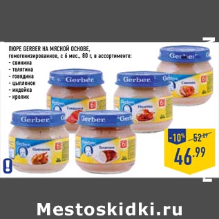 Акция - пюре gerber на мясной основе