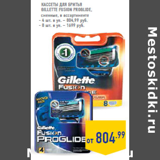 Акция - Кассеты для бритья Gillette fusion proglide,