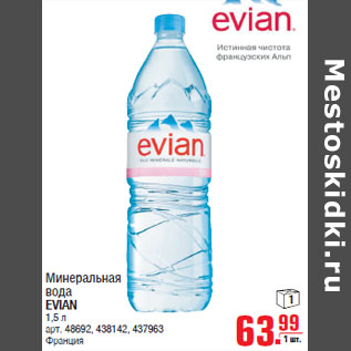 Акция - Минеральная вода EVIAN